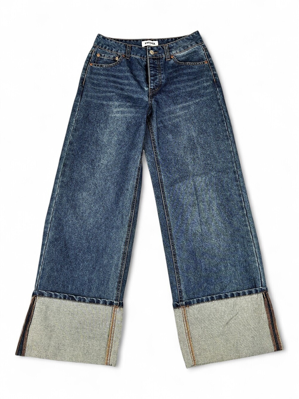 RSQ Cuffed Wide-Leg Jeans‎ Size 25 Dark Blue